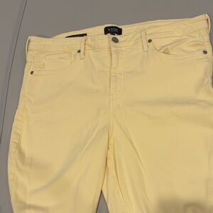 NYDJ women’s denim jeans size 14 pale yellow Ami skinny lift tuck tech  EUC